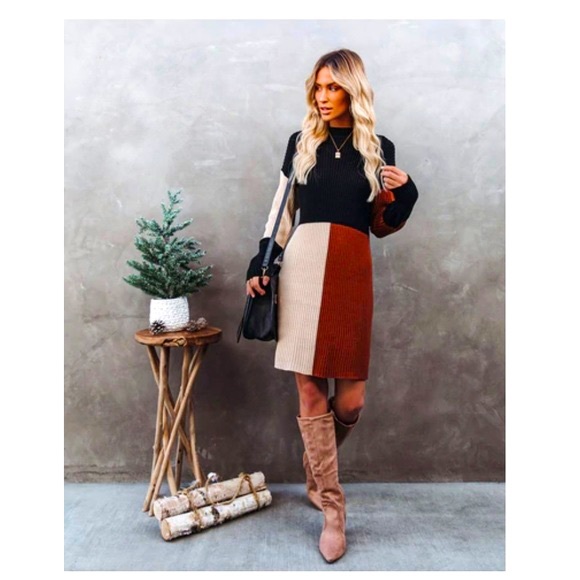 Colour block sweater dress. Size medium - Picture 1 of 4